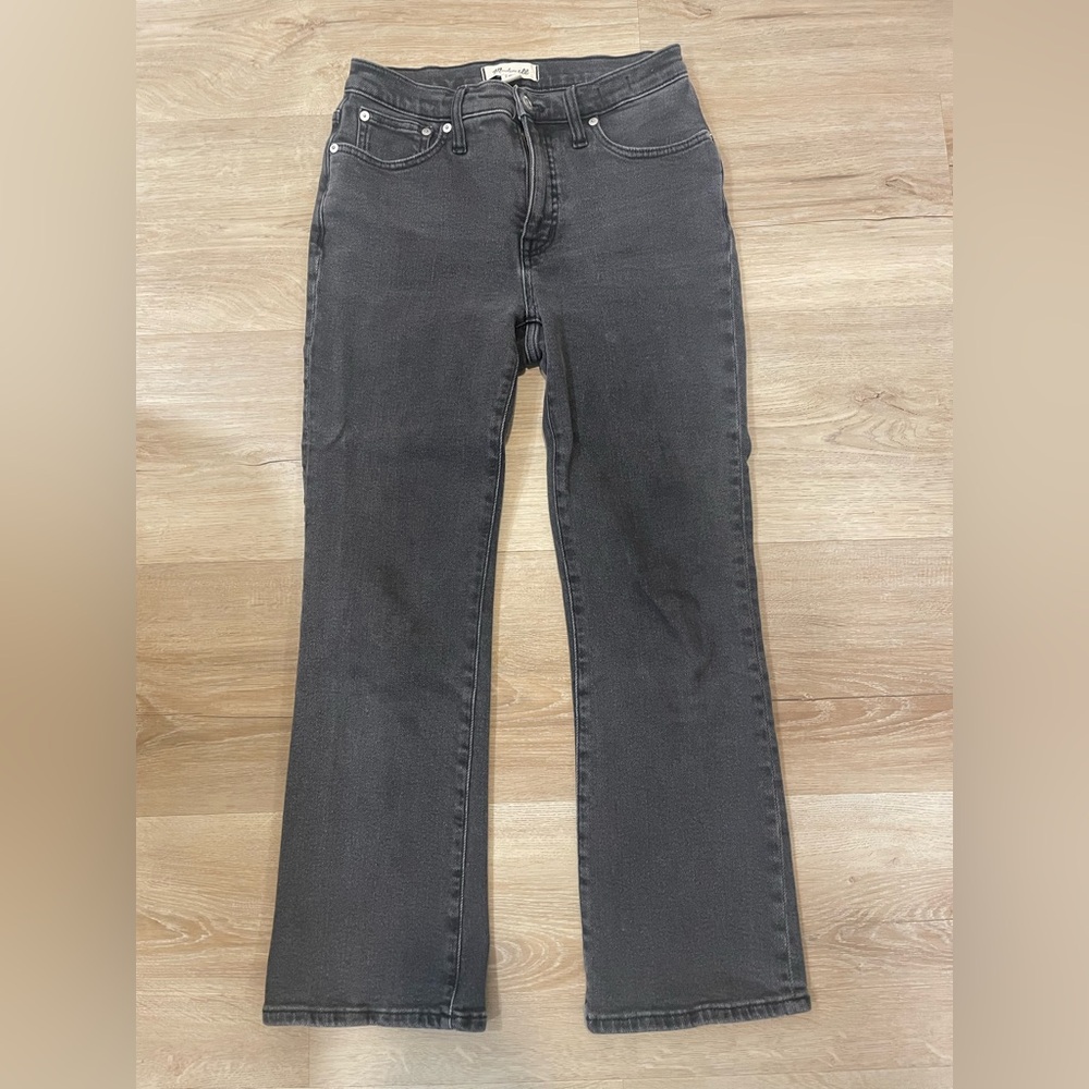 Madewell Charcoal mid rise kick out jeans